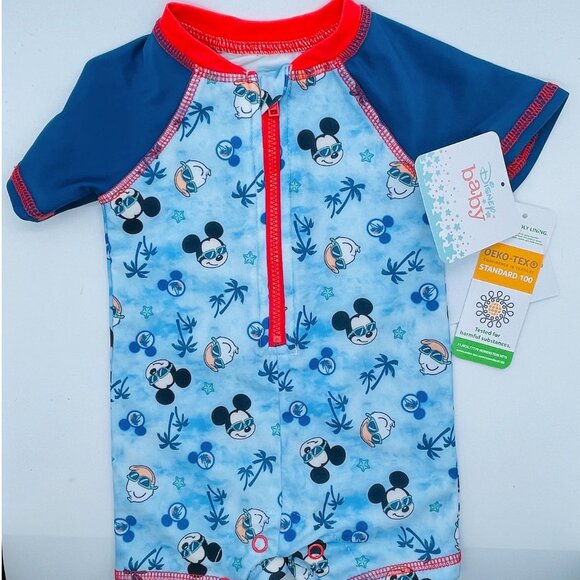 NWT Mickey Mouse Baby Boy One Piece Swim Suit - Picture 1 of 7